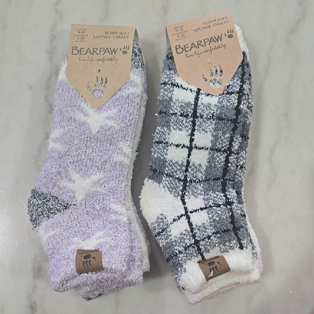 Bearpaw 6 pairs Super Soft Socks - Purple and Gray